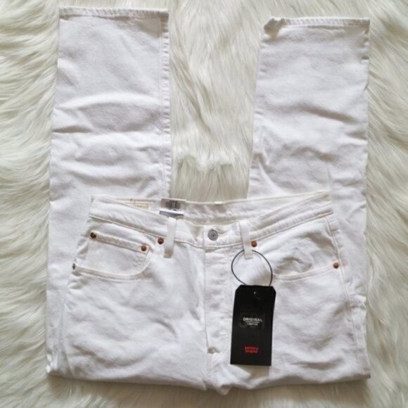 NWT Levi's 501 Original Straight Leg High Rise White Cropped Jeans - Picture 5 of 9